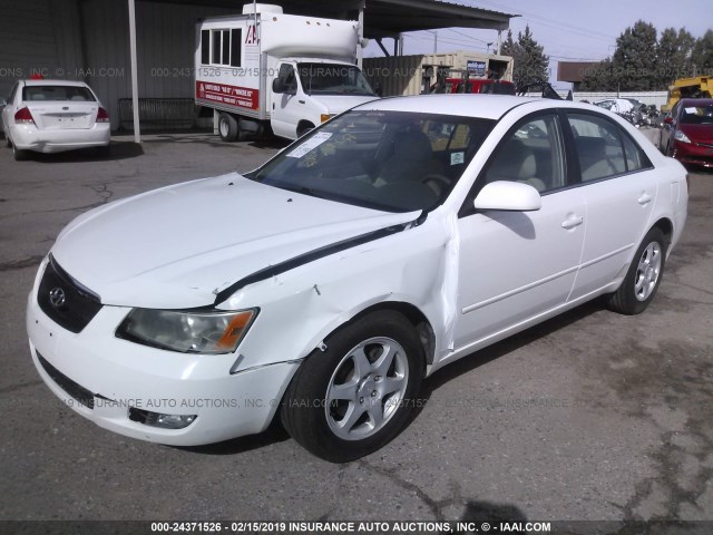 5NPEU46F46H126385 - 2006 HYUNDAI SONATA GLS/LX WHITE photo 2