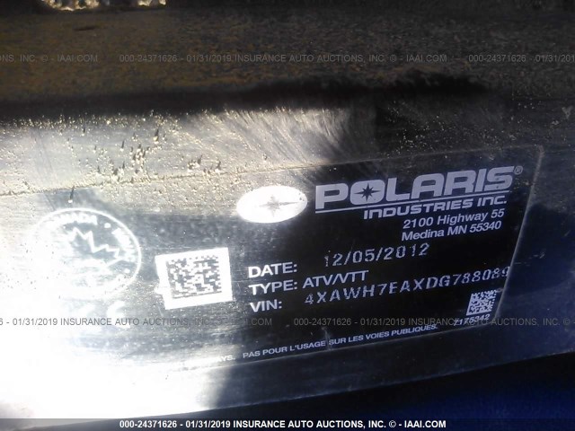 4XAWH7EAXDG788089 - 2013 POLARIS RANGER 800 CREW EPS BLUE photo 9