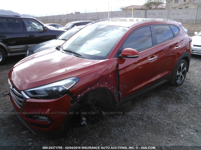 KM8J33A20GU131117 - 2016 HYUNDAI TUCSON LIMITED/SPORT AND ECO/SE ORANGE photo 2