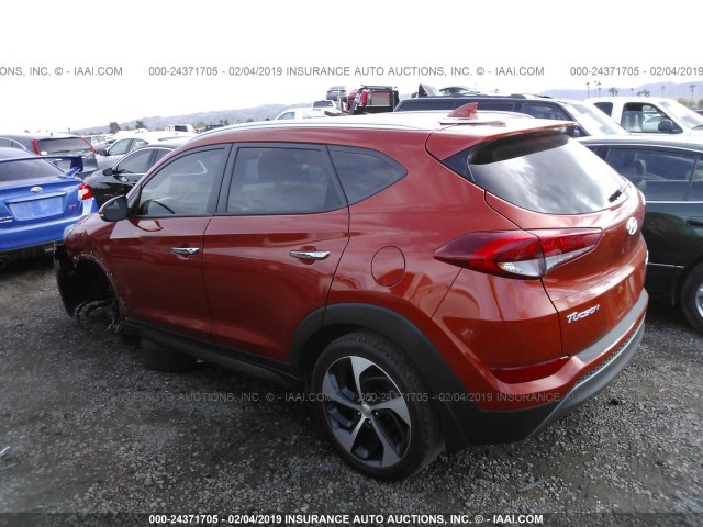 KM8J33A20GU131117 - 2016 HYUNDAI TUCSON LIMITED/SPORT AND ECO/SE ORANGE photo 3