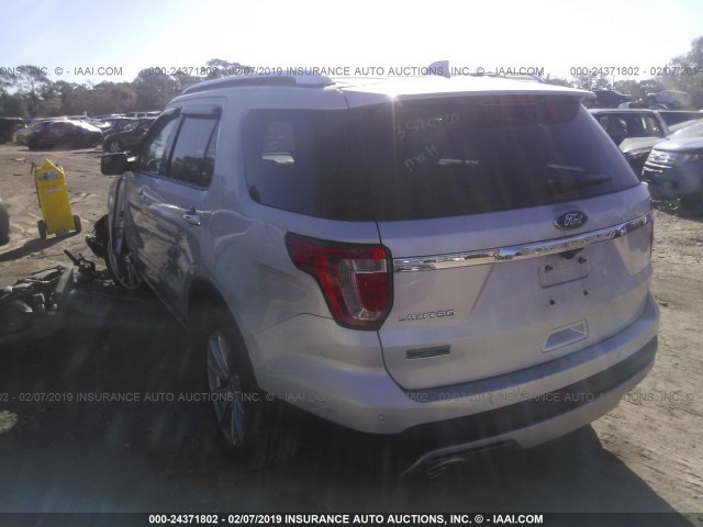 1FM5K7F89HGB80664 - 2017 FORD EXPLORER LIMITED SILVER photo 3