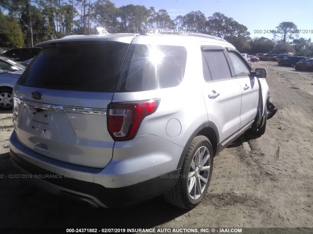 1FM5K7F89HGB80664 - 2017 FORD EXPLORER LIMITED SILVER photo 4