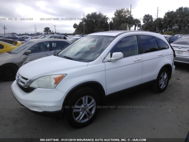 JHLRE3H78BC003342 - 2011 HONDA CR-V EXL WHITE photo 2