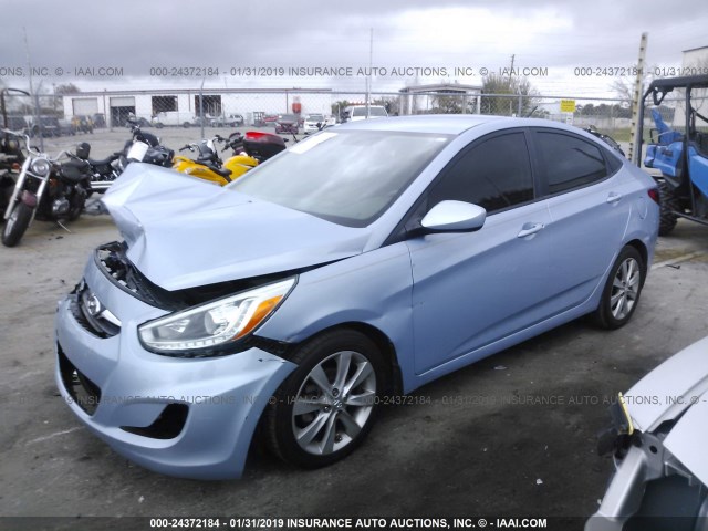 KMHCU4AE6EU621368 - 2014 HYUNDAI ACCENT GLS/SE Light Blue photo 2