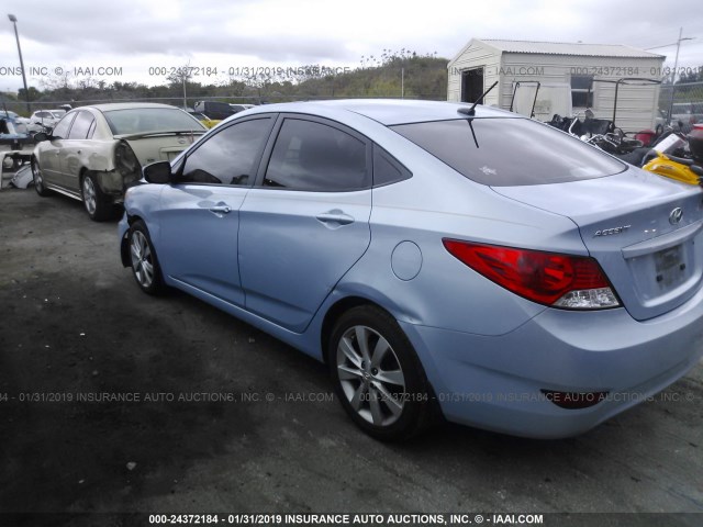 KMHCU4AE6EU621368 - 2014 HYUNDAI ACCENT GLS/SE Light Blue photo 3