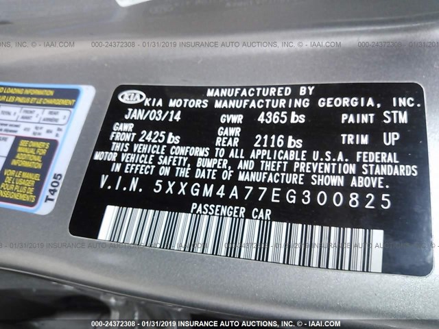 5XXGM4A77EG300825 - 2014 KIA OPTIMA LX SILVER photo 9