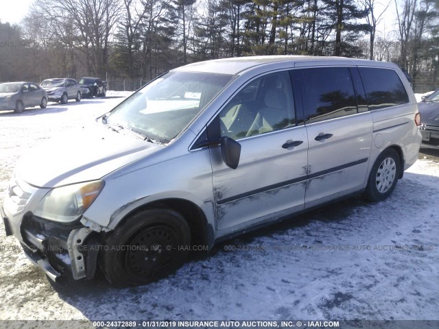 5FNRL38288B107333 - 2008 HONDA ODYSSEY LX SILVER photo 2