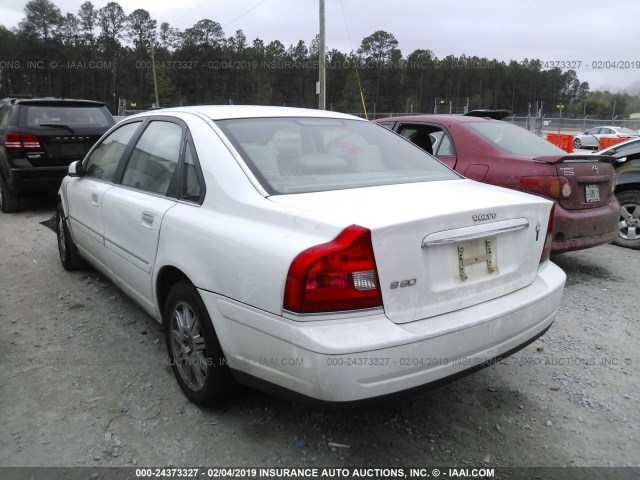 YV1TS592651405834 - 2005 VOLVO S80 2.5T WHITE photo 3