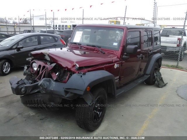 1C4BJWDG0DL550769 - 2013 JEEP WRANGLER UNLIMITE SPORT MAROON photo 2