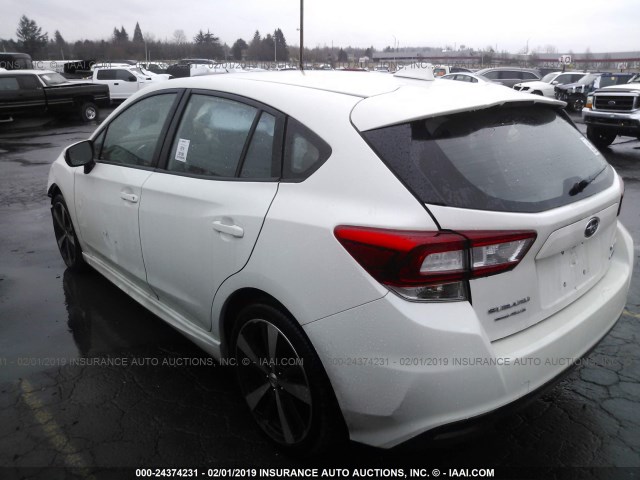 4S3GTAK6XJ3716675 - 2018 SUBARU IMPREZA SPORT WHITE photo 3