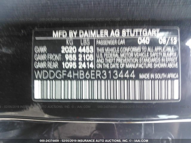 WDDGF4HB6ER313444 - 2014 MERCEDES-BENZ C 250 BLACK photo 9