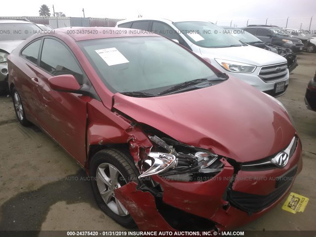 KMHDH6AE1DU023689 - 2013 HYUNDAI ELANTRA COUPE GS/SE RED photo 1