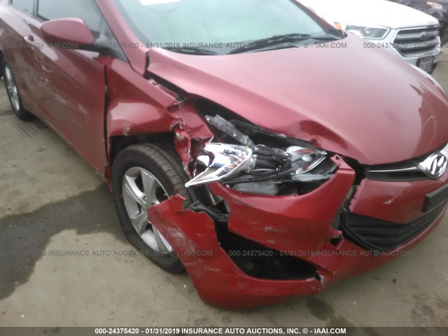 KMHDH6AE1DU023689 - 2013 HYUNDAI ELANTRA COUPE GS/SE RED photo 6