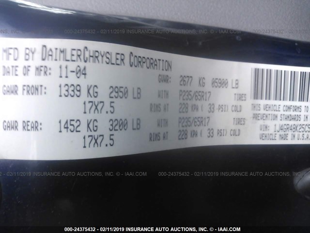 1J4GR48K25C513459 - 2005 JEEP GRAND CHEROKEE LAREDO/COLUMBIA/FREEDOM 蓝色 照片 9