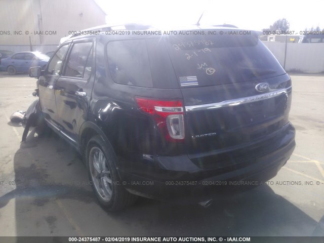 1FM5K7F83EGC58397 - 2014 FORD EXPLORER LIMITED BLACK photo 3