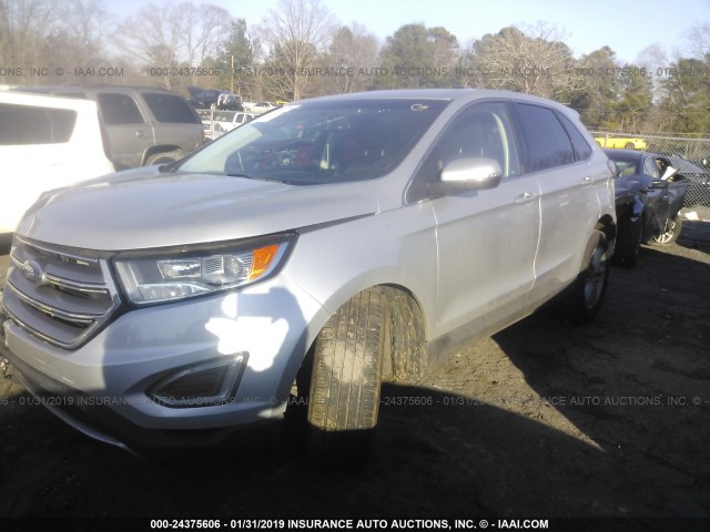 2FMPK3J94HBB40551 - 2017 FORD EDGE SEL SILVER photo 2