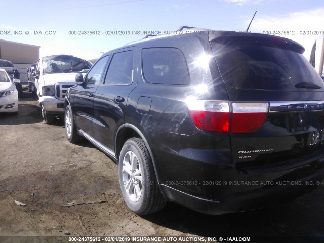 1C4RDJDGXCC107486 - 2012 DODGE DURANGO CREW BLACK photo 3