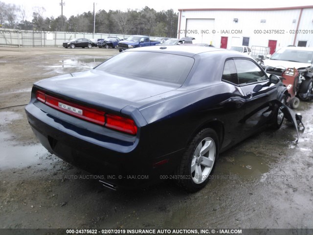 2C3CDYAG1DH695722 - 2013 DODGE CHALLENGER SXT BLUE photo 4