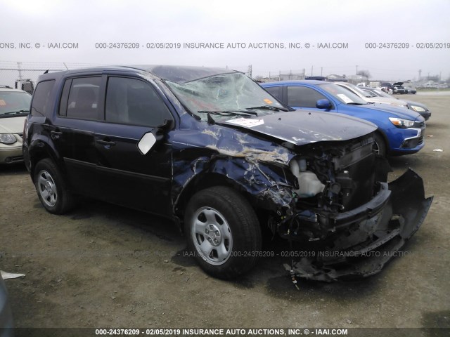 5FNYF3H22FB025162 - 2015 HONDA PILOT LX BLUE photo 1