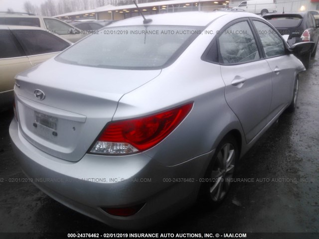 KMHCU4AE8CU062371 - 2012 HYUNDAI ACCENT GLS/GS/SE SILVER photo 4