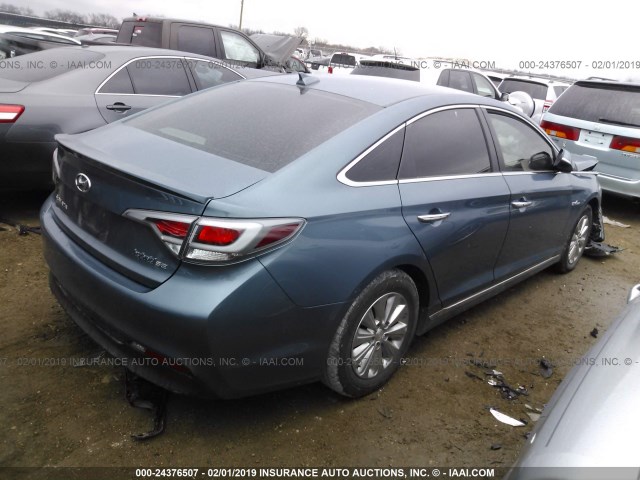 KMHE24L18GA036417 - 2016 HYUNDAI SONATA HYBRID/SE BLUE photo 4