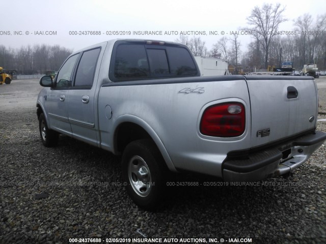 1FTRW08L01KE26989 - 2001 FORD F150 SUPERCREW SILVER photo 3