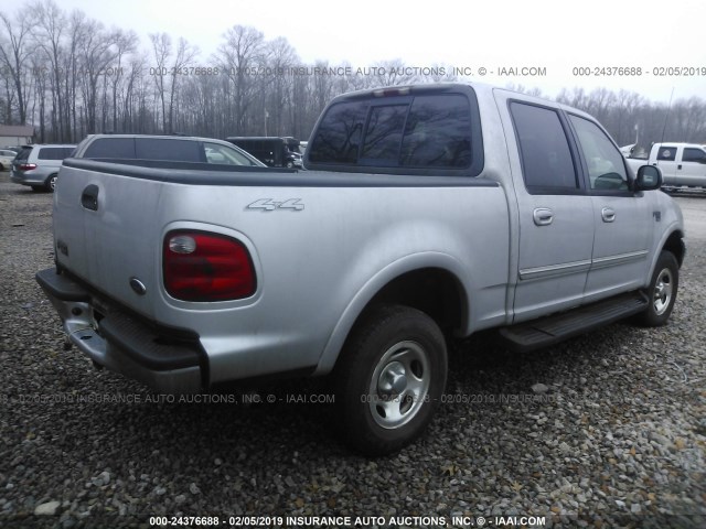 1FTRW08L01KE26989 - 2001 FORD F150 SUPERCREW SILVER photo 4