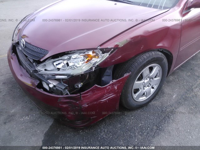 4T1BE30K92U004262 - 2002 TOYOTA CAMRY LE/XLE/SE MAROON photo 6