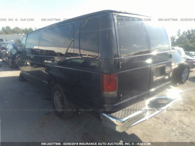 1FBSS31L82HB42165 - 2002 FORD ECONOLINE E350 SUPER DUTY WAGON BLUE photo 3