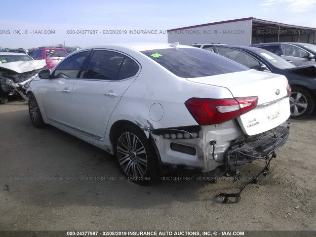 KNALN4D76E5148108 - 2014 KIA CADENZA PREMIUM/LIMITED WHITE photo 3