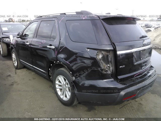 1FM5K7D87FGA55212 - 2015 FORD EXPLORER XLT BLACK photo 3