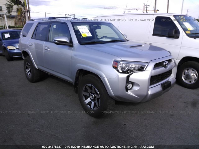 JTEBU5JR5H5463236 - 2017 TOYOTA 4RUNNER SR5 PREM/LTDL/TRAIL/TRD SILVER photo 1