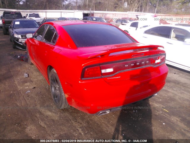 2C3CDXHG2EH339412 - 2014 DODGE CHARGER SXT RED photo 3