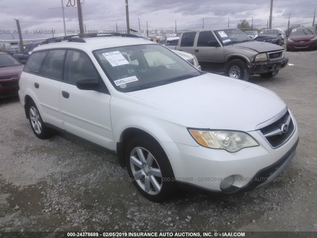 4S4BP61C897347317 - 2009 SUBARU OUTBACK 2.5I WHITE photo 1