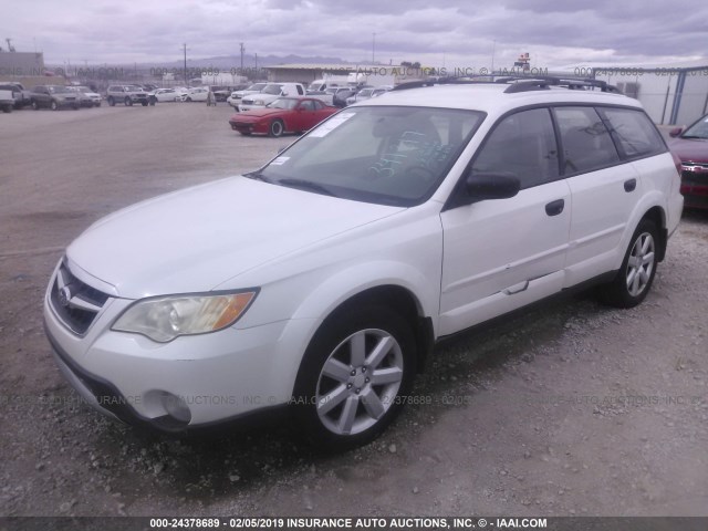 4S4BP61C897347317 - 2009 SUBARU OUTBACK 2.5I WHITE photo 2