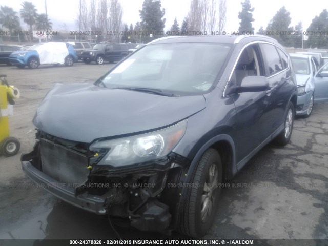 2HKRM4H73DH640314 - 2013 HONDA CR-V EXL GRAY photo 2