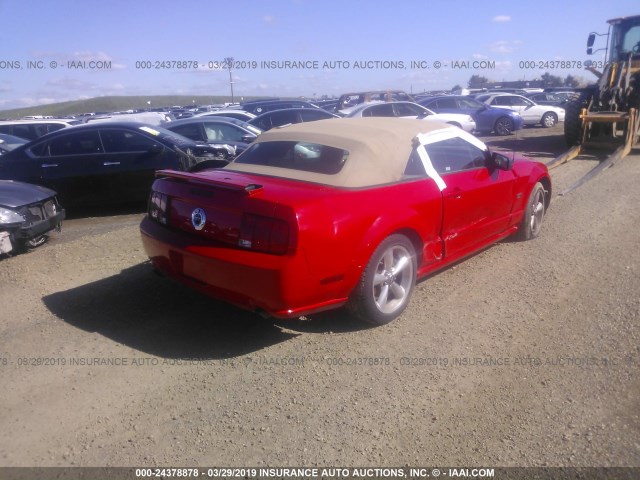 1ZVFT85H075257202 - 2007 FORD MUSTANG GT RED photo 4