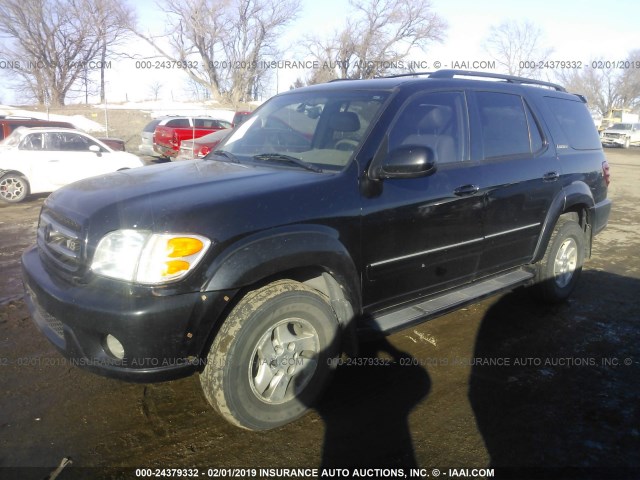 5TDBT48A22S122072 - 2002 TOYOTA SEQUOIA LIMITED BLACK photo 2