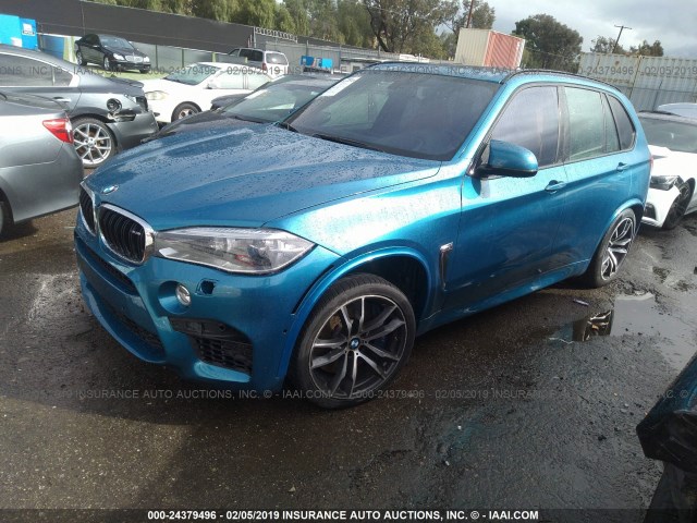 5YMKT6C5XG0R77996 - 2016 BMW X5 M Light Blue photo 2