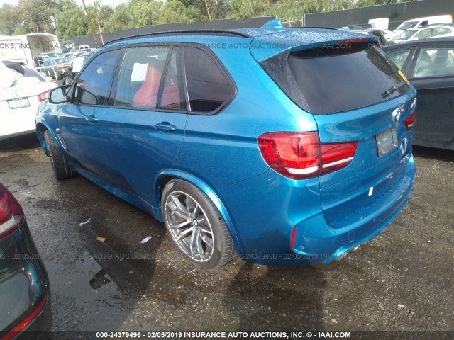 5YMKT6C5XG0R77996 - 2016 BMW X5 M Light Blue photo 3