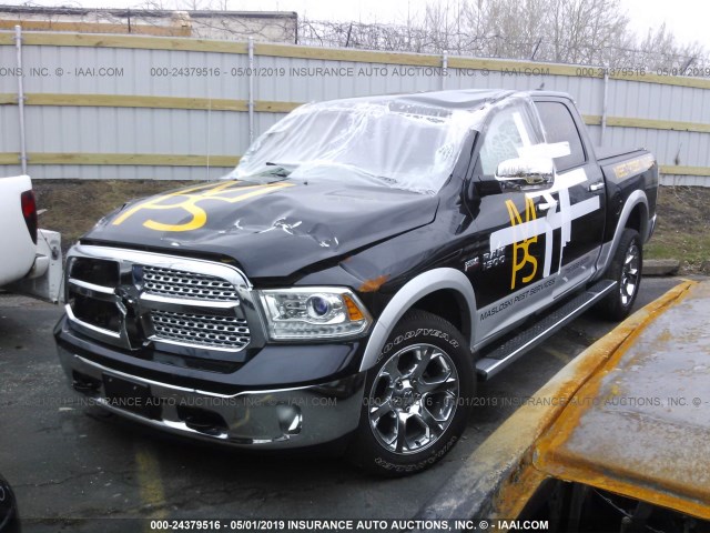 1C6RR7NT4GS343327 - 2016 RAM 1500 LARAMIE BLACK photo 2