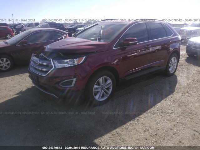 2FMPK3J98HBB88490 - 2017 FORD EDGE SEL RED photo 2