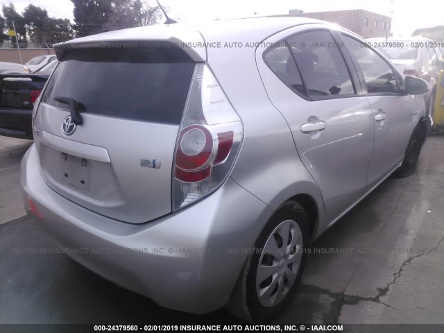 JTDKDTB38E1563143 - 2014 TOYOTA PRIUS C SILVER photo 4