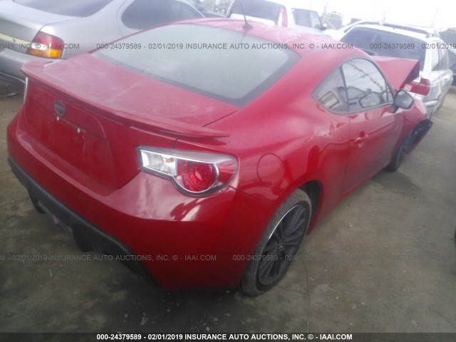 JF1ZNAA13E9706460 - 2014 TOYOTA SCION FR-S RED photo 4
