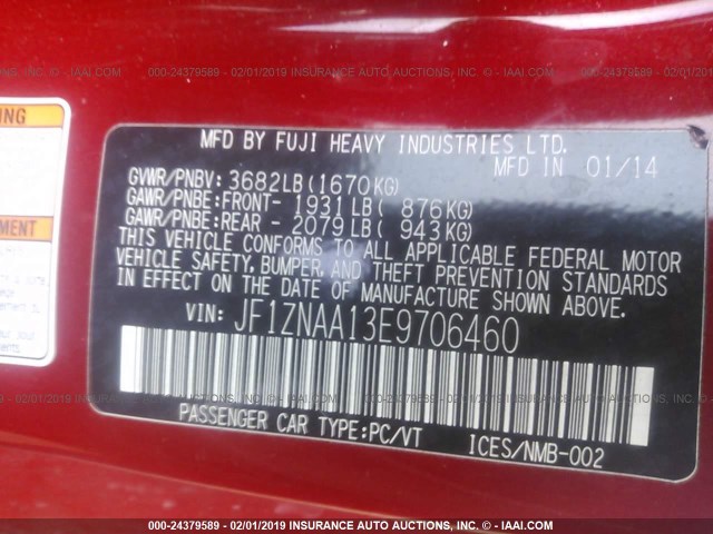 JF1ZNAA13E9706460 - 2014 TOYOTA SCION FR-S RED photo 9