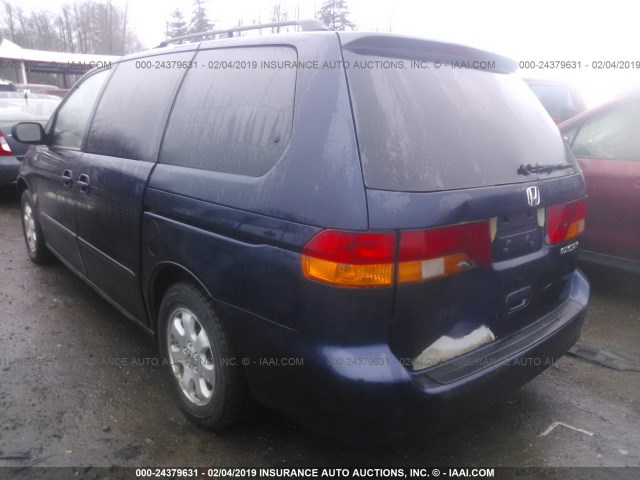 5FNRL18063B110775 - 2003 HONDA ODYSSEY EXL BLUE photo 3