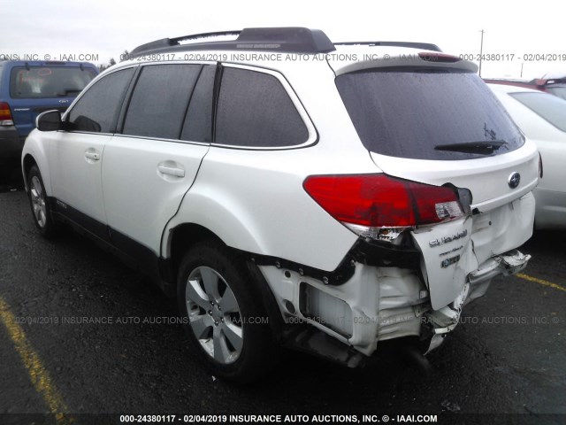 4S4BRBCC9B3315313 - 2011 SUBARU OUTBACK 2.5I PREMIUM WHITE photo 3