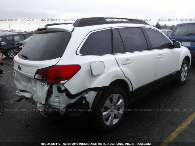 4S4BRBCC9B3315313 - 2011 SUBARU OUTBACK 2.5I PREMIUM WHITE photo 4