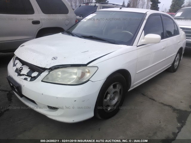 JHMES96655S014762 - 2005 HONDA CIVIC HYBRID WHITE photo 2