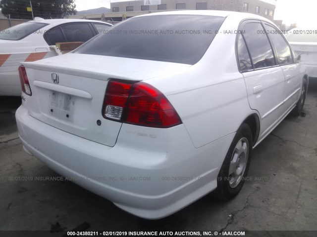 JHMES96655S014762 - 2005 HONDA CIVIC HYBRID WHITE photo 4